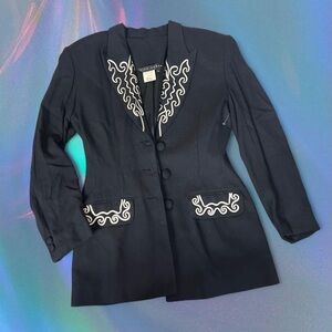 True vintage Tina Hagen Black Blazer with White Detailing